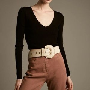 DÈLUC Black Lilith Deep V-Neck Sweater NWT XS